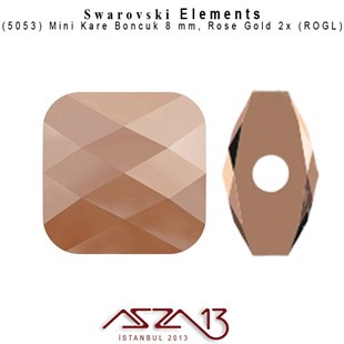 5053 001ROGL2 (Crystal Rose Gold 2x) Mini Square Bead (Mini Kare Boncuk) 8 mm / 4 Adet