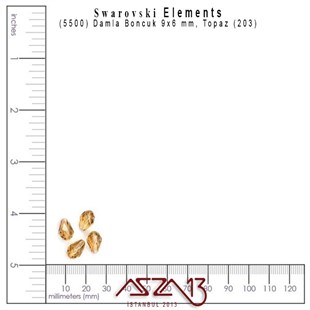 5500 203 (Topaz) Bead (Damla Boncuk) 9x6 mm / 6 Adet