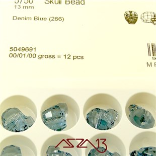 Swarovski 5750 Denim Blue (Skull Bead) 13 mm Kurukafa Boncuk