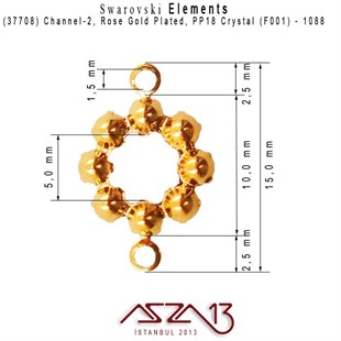 37708 F001 (Crystal) 1088 PP 18 Rose Gold Plated Linked / 1 Adet