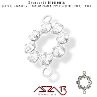 37708 F001 (Crystal) 1088 PP 18 Rhodium Plated Linked / 1 Adet