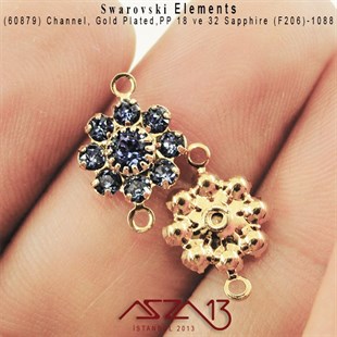60879 F206 1088 (Sapphire) PP 18 ve 32 Gold Plated Linked / 1 Adet
