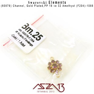 60879 F204 1088 (Amethyst) PP 18 ve 32 Gold Plated Linked / 1 Adet