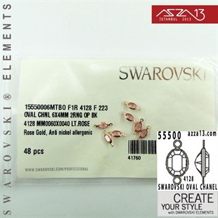 55500 F223 4128 (Lt. Rose) 6 x 4 mm Rose Gold Plated Linked / 1 Adet
