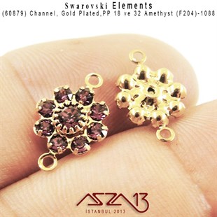 60879 F204 1088 (Amethyst) PP 18 ve 32 Gold Plated Linked / 1 Adet