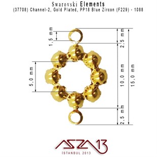 37708 F229 (Blue Zircon) 1088 PP 18 Gold Plated Linked / 1 Adet
