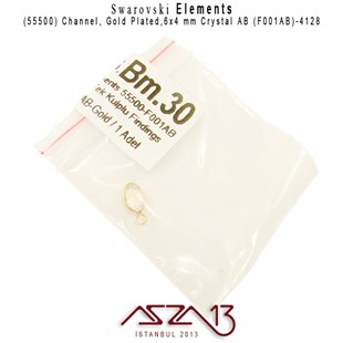 55500 F001AB 4128 (AB Crystal) 6 x 4 mm Gold Plated Linked / 1 Adet