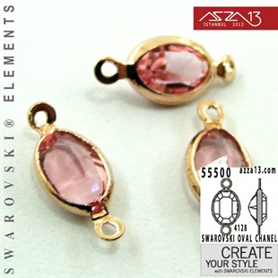 55500 F223 4128 (Lt. Rose) 6 x 4 mm Rose Gold Plated Linked / 1 Adet