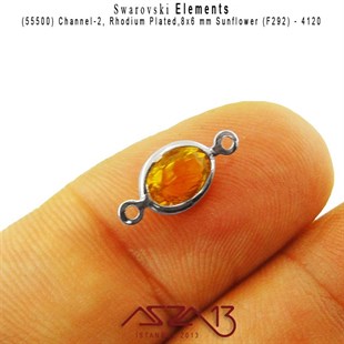 55500 F292 4120 (Sunflower) 8x6 mm Rhodium Plated Linked / 1 Adet