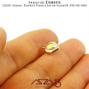 52200 F001AB 4884 (AB Crystal) 8,8x8 mm Rose Gold Plated Linked / 1 Adet