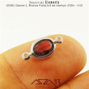 55500 F204 4120 (Amethyst) 8x6 mm Rhodium Plated Linked / 1 Adet