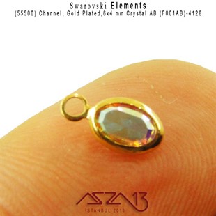 55500 F001AB 4128 (AB Crystal) 6 x 4 mm Gold Plated Linked / 1 Adet