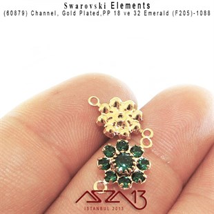 60879 F205 1088 (Emerald) PP 18 ve 32 Gold Plated Linked / 1 Adet