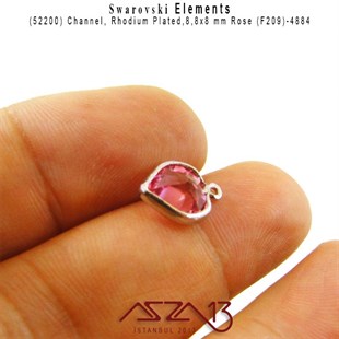 52200 F209 4884 (Rose) 8,8x8 mm Rhodium Plated Linked / 1 Adet