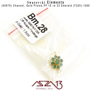60879 F205 1088 (Emerald) PP 18 ve 32 Gold Plated Linked / 1 Adet