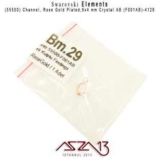 55500 F001AB 4128 (AB Crystal) 6 x 4 mm Rose Gold Plated Linked / 1 Adet