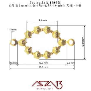 37310 F236 (Hyacinth) 1088 PP 14  - Gold Plated Linked / 1 Adet