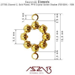37708 F001GSH (Crystal Golden Shadow) 1088 PP 18 Rose Gold Plated Linked / 1 Adet