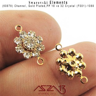 60879 F001 1088 (Crystal) PP 18 ve 32 Gold Plated Linked / 1 Adet