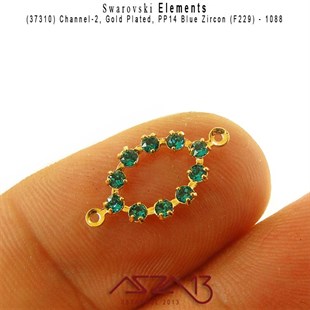 37310 F229 (Blue Zircon) 1088 PP 14 Gold Plated Linked / 1 Adet