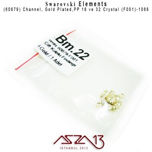 60879 F001 1088 (Crystal) PP 18 ve 32 Gold Plated Linked / 1 Adet