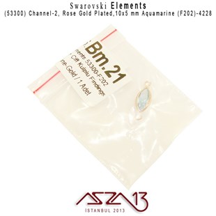 53300 F202 4228 (Aquamarine) 10x5 mm Rose Gold Plated Linked / 1 Adet