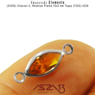 53300 F203 4228 (Topaz) 10x5 mm Rhodium Plated Linked / 1 Adet