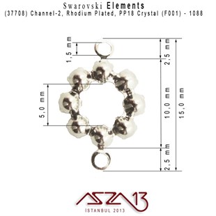 37708 F001 (Crystal) 1088 PP 18 Rhodium Plated Linked / 1 Adet