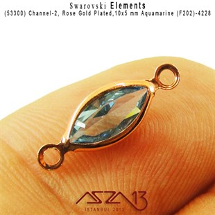53300 F202 4228 (Aquamarine) 10x5 mm Rose Gold Plated Linked / 1 Adet