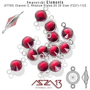 57700 F227 1122 (Lt. Siam) SS 29 Rhodium Plated Linked / 1 Adet