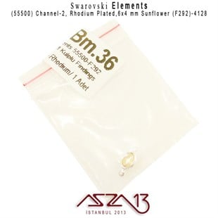 55500 F292 4128 (Sunflower) 6 x 4 mm Rhodium Plated Linked / 1 Adet