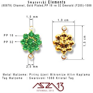 60879 F205 1088 (Emerald) PP 18 ve 32 Gold Plated Linked / 1 Adet