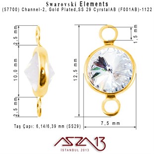 57700 F001AB 1122 (AB Crystal) SS 29 Gold Plated Linked / 1 Adet