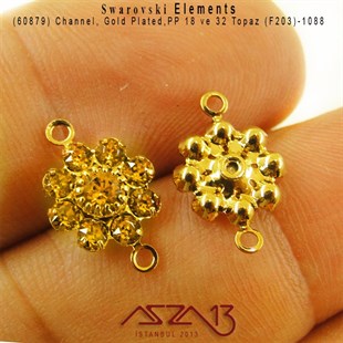 60879 F203 1088 (Topaz) PP 18 ve 32 Gold Plated Linked / 1 Adet