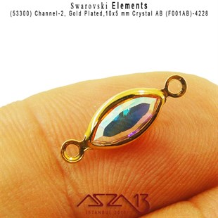 53300 F001AB 4228 (AB Crystal) 10x5 mm Gold Plated Linked / 1 Adet