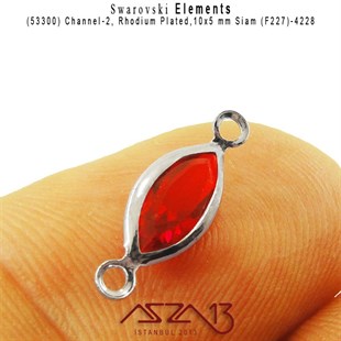 53300 F227 4228 (Lt. Siam) 10x5 mm Rhodium Plated Linked / 1 Adet