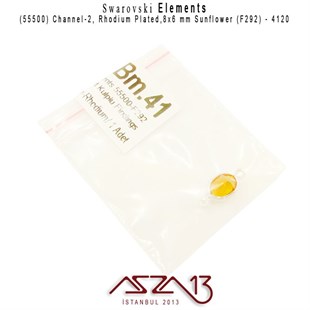 55500 F292 4120 (Sunflower) 8x6 mm Rhodium Plated Linked / 1 Adet