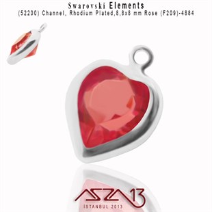52200 F209 4884 (Rose) 8,8x8 mm Rhodium Plated Linked / 1 Adet