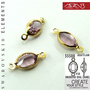 55500 F212 4128 (Lt. Amethyst) 6 x 4 mm Gold Plated Linked / 1 Adet