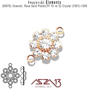 60879 F001 1088 (Crystal) PP 18 ve 32 Rose Gold Plated Linked / 1 Adet