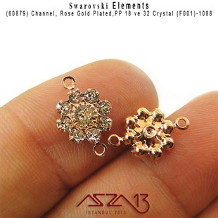 60879 F001 1088 (Crystal) PP 18 ve 32 Rose Gold Plated Linked / 1 Adet