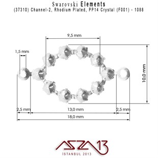 37310 F001 1088 (Crystal) 1088 PP 14 Rhodium Plated Linked / 1 Adet