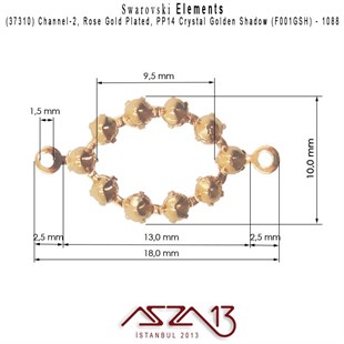 37310 F001GSH (Crystal Golden Shadow) 1088 PP 14 Rose Gold Plated Linked / 1 Adet