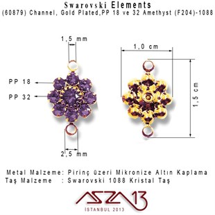 60879 F204 1088 (Amethyst) PP 18 ve 32 Gold Plated Linked / 1 Adet
