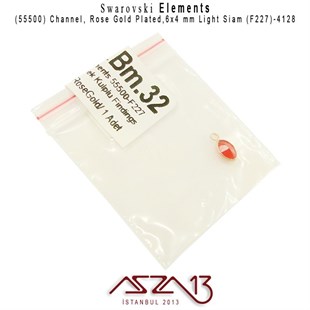 55500 F227 4128 (Lt. Siam) 6 x 4 mm Rose Gold Plated Linked / 1 Adet