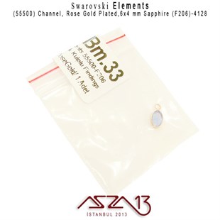 55500 F206 4128 (Sapphire) 6 x 4 mm Rose Gold Plated Linked / 1 Adet