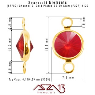 57700 F227 1122 (Lt. Siam) SS 29 Gold Plated Linked / 1 Adet