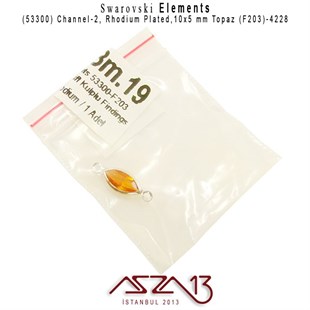 53300 F203 4228 (Topaz) 10x5 mm Rhodium Plated Linked / 1 Adet