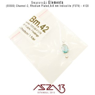 55500 F379 4120 (Indicolite) 8x6 mm Rhodium Plated Linked / 1 Adet