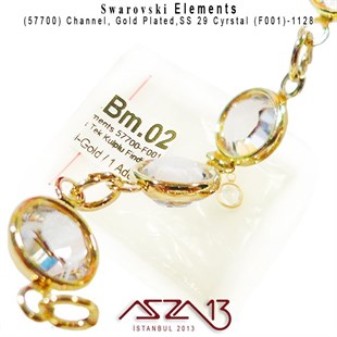 57700 F001 1128 (Crystal) SS 29 Gold Plated Linked / 1 Adet